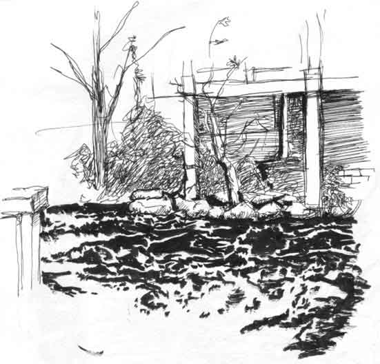 croquis d'un bord de rivire