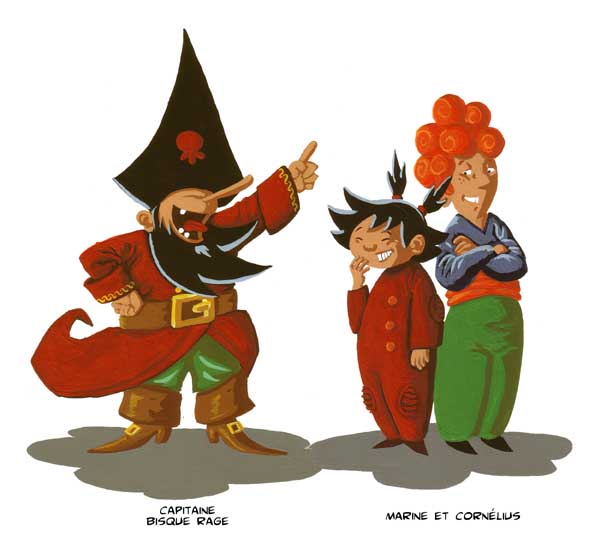 dessin des personnages principaux de Marine et Cornelius