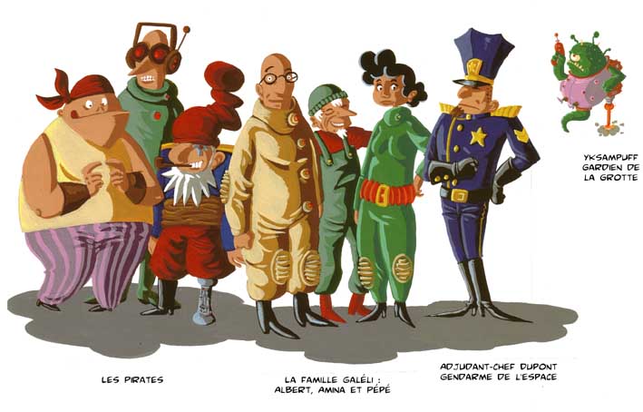 dessin des personnages secondaires de Marine et Cornelius